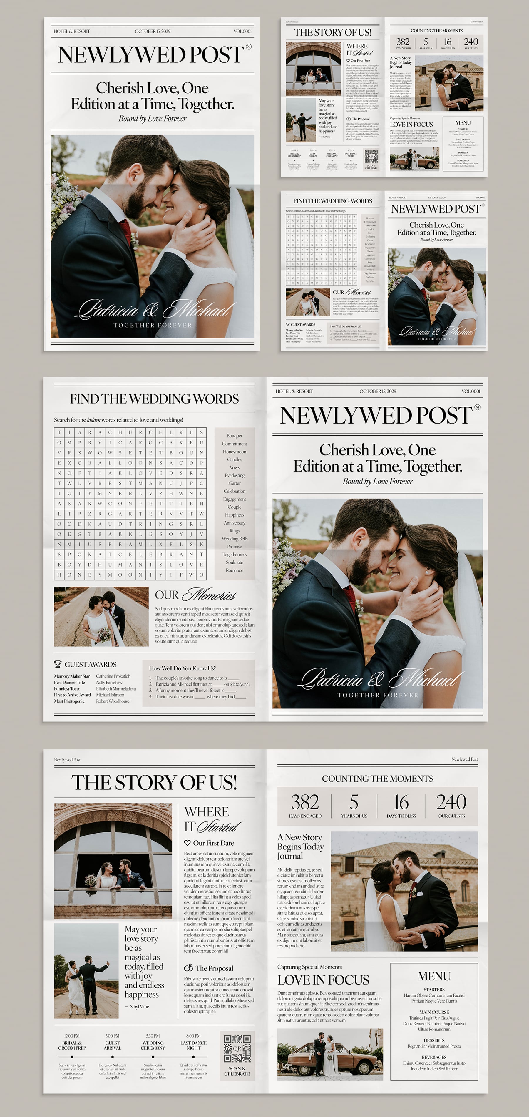 Wedding Newspaper Template (Edition IV) — full layout preview