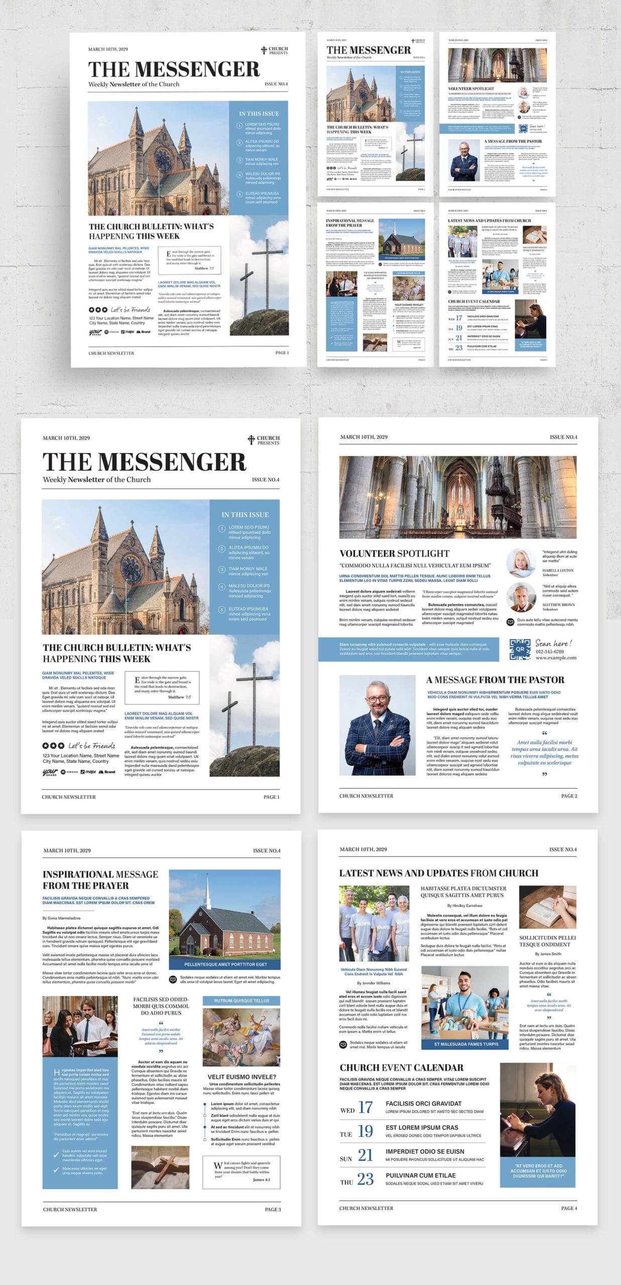 Church Newsletter Template (Edition II) — full layout preview