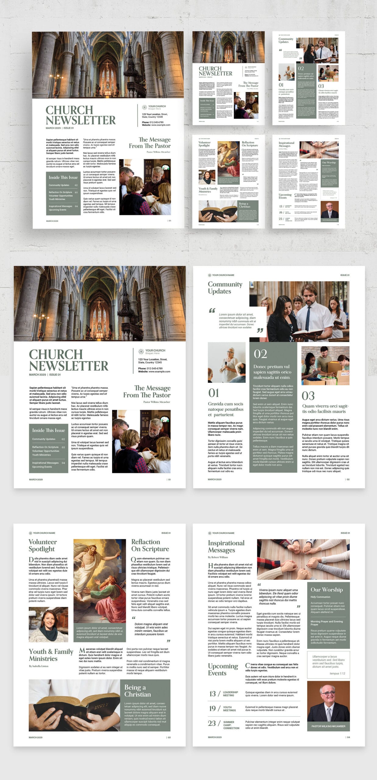 Church Newsletter Template (Edition III) — full layout preview