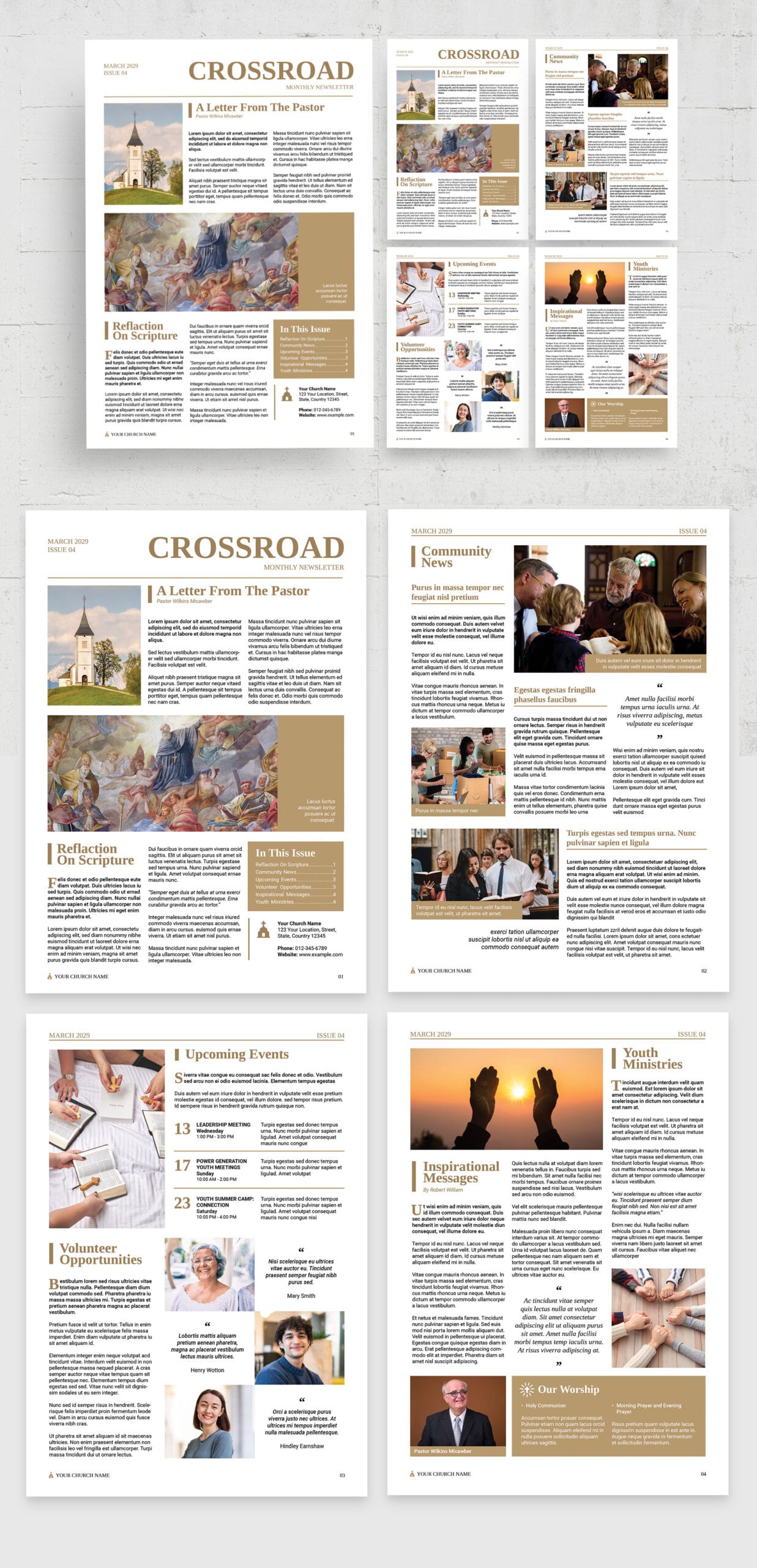 Church Newsletter Template (Edition IV) — full layout preview
