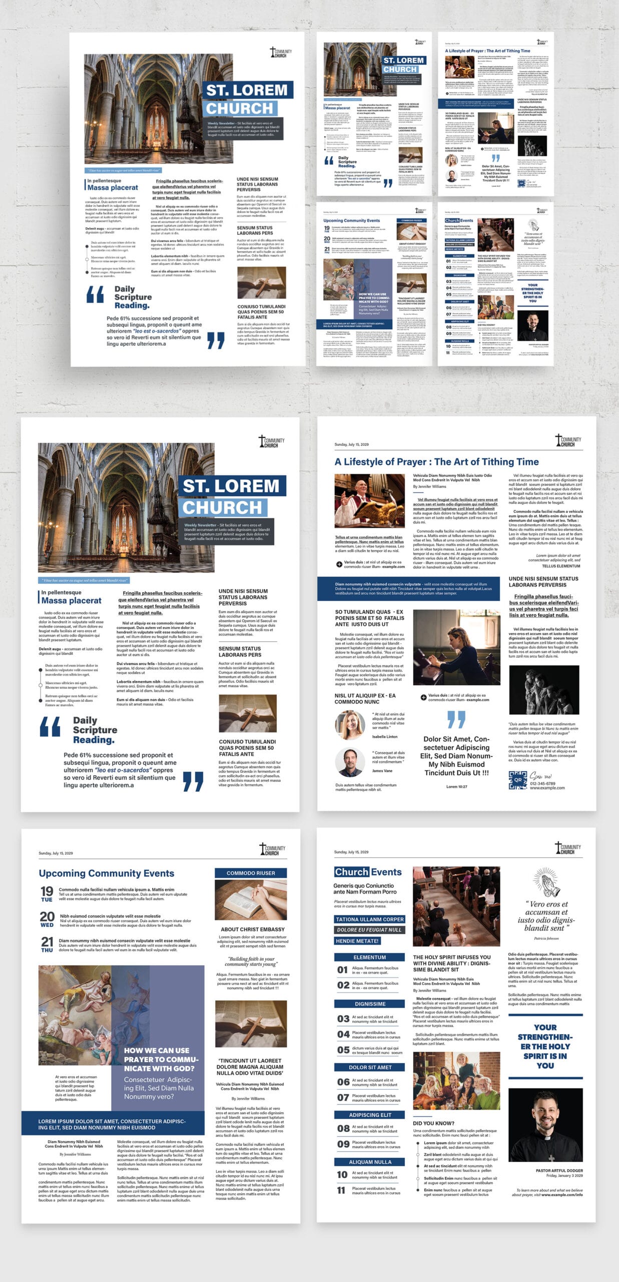 Church Newsletter Template (Edition VI) — full layout preview