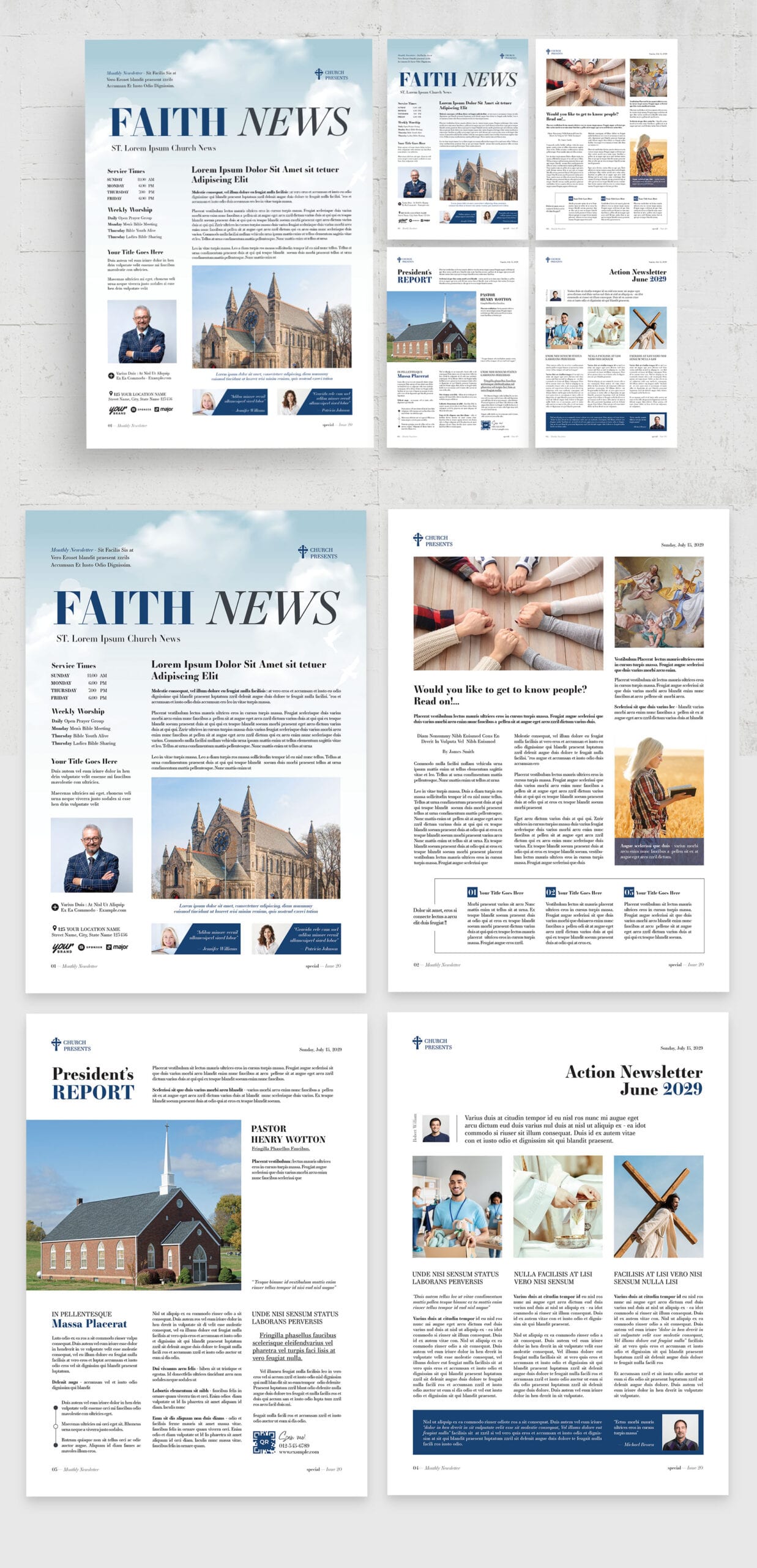 Church Newsletter Template (Edition I) — full layout preview