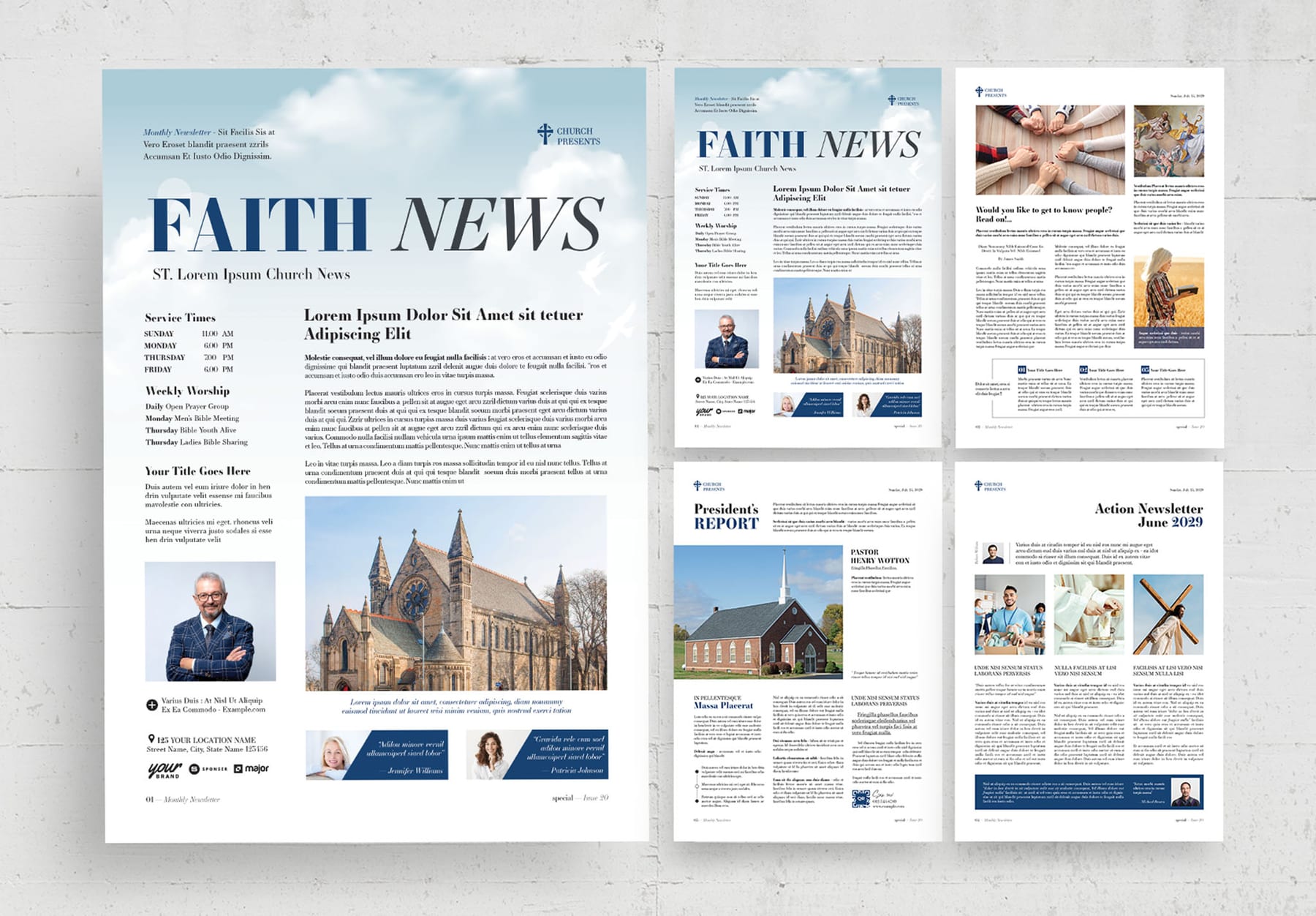 Church Newsletter Template (Edition I) — newspaper template preview