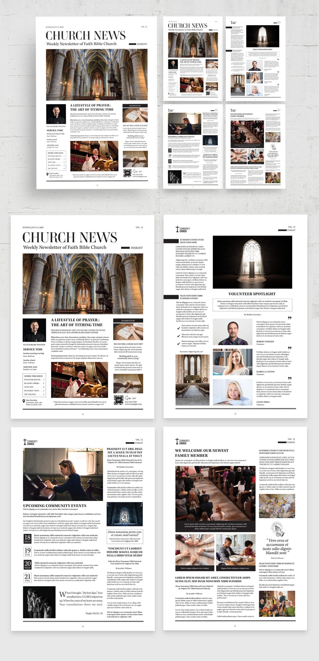 Church Newsletter Template (Edition VII) — full layout preview