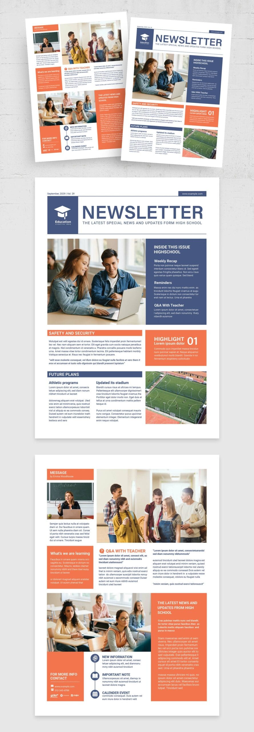 Education Newsletter Template — full layout preview