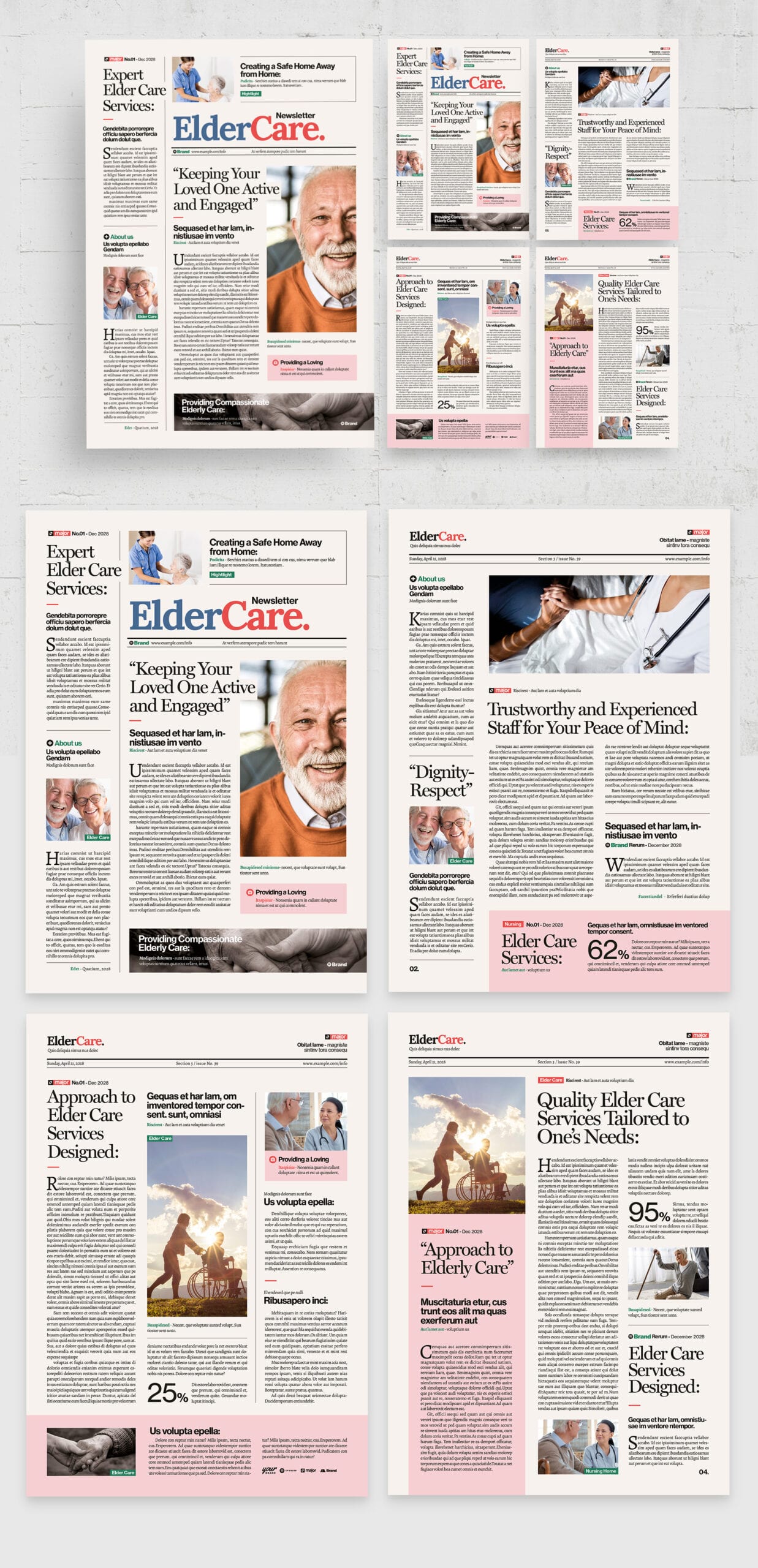 Elder Care Newsletter Template — full layout preview