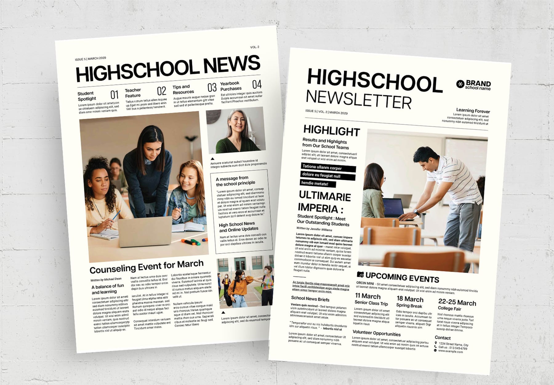 High School Newsletter Template (Edition I) — newspaper template preview