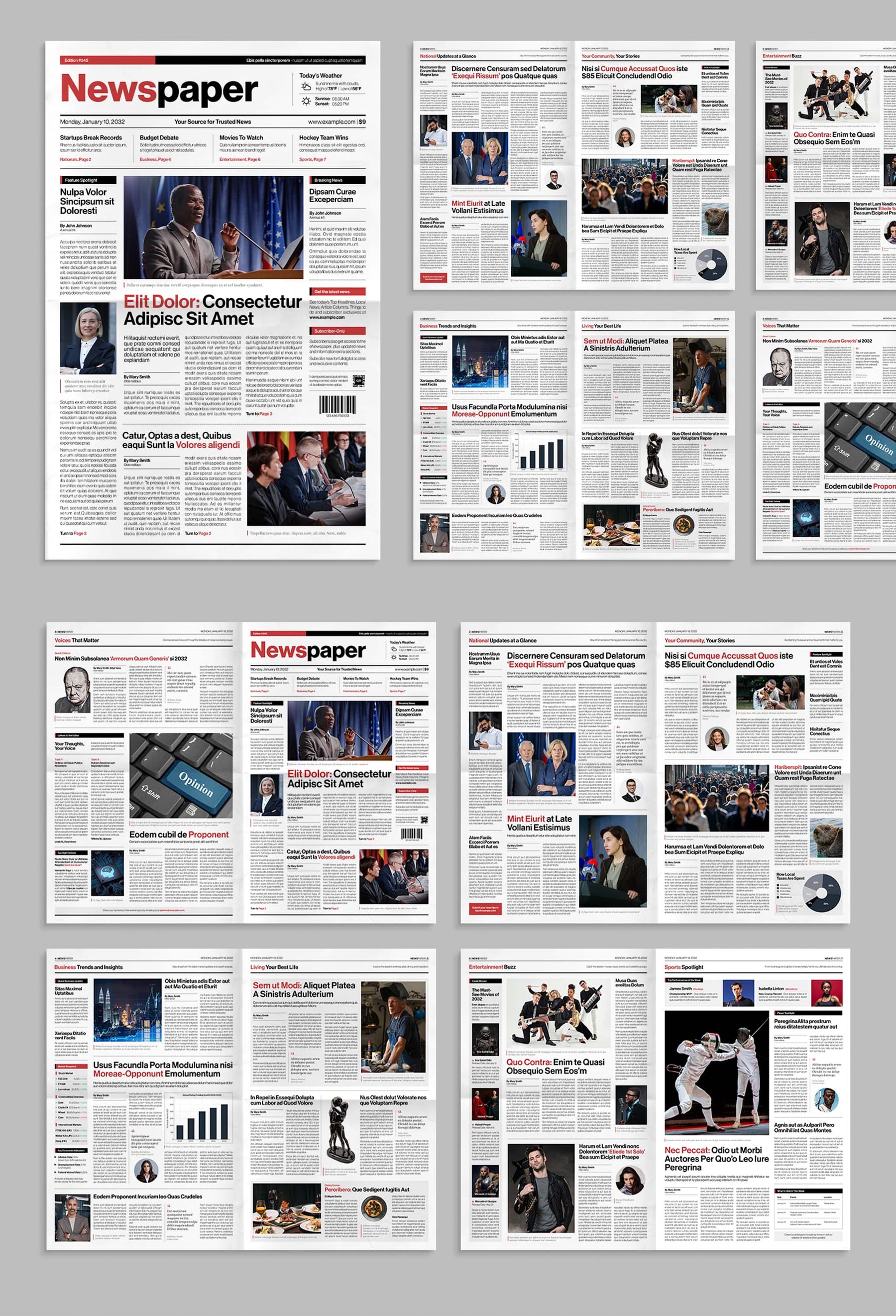 Newspaper — full layout preview