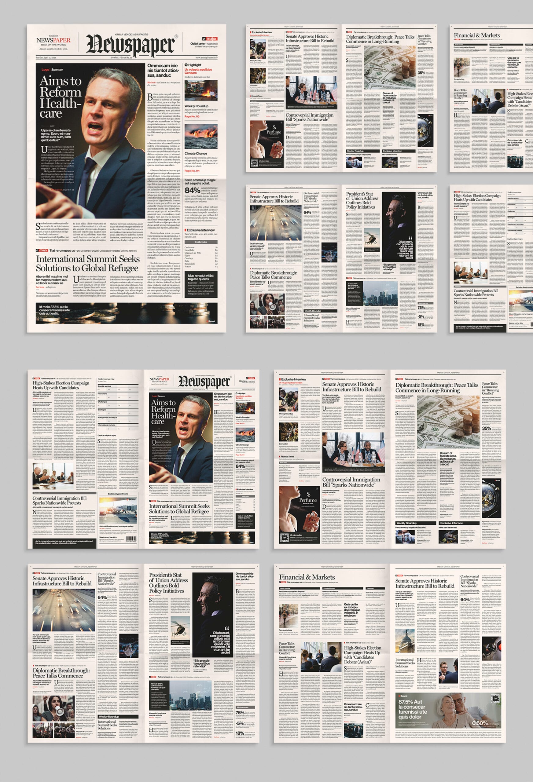 Newspaper Template (Edition I) — full layout preview