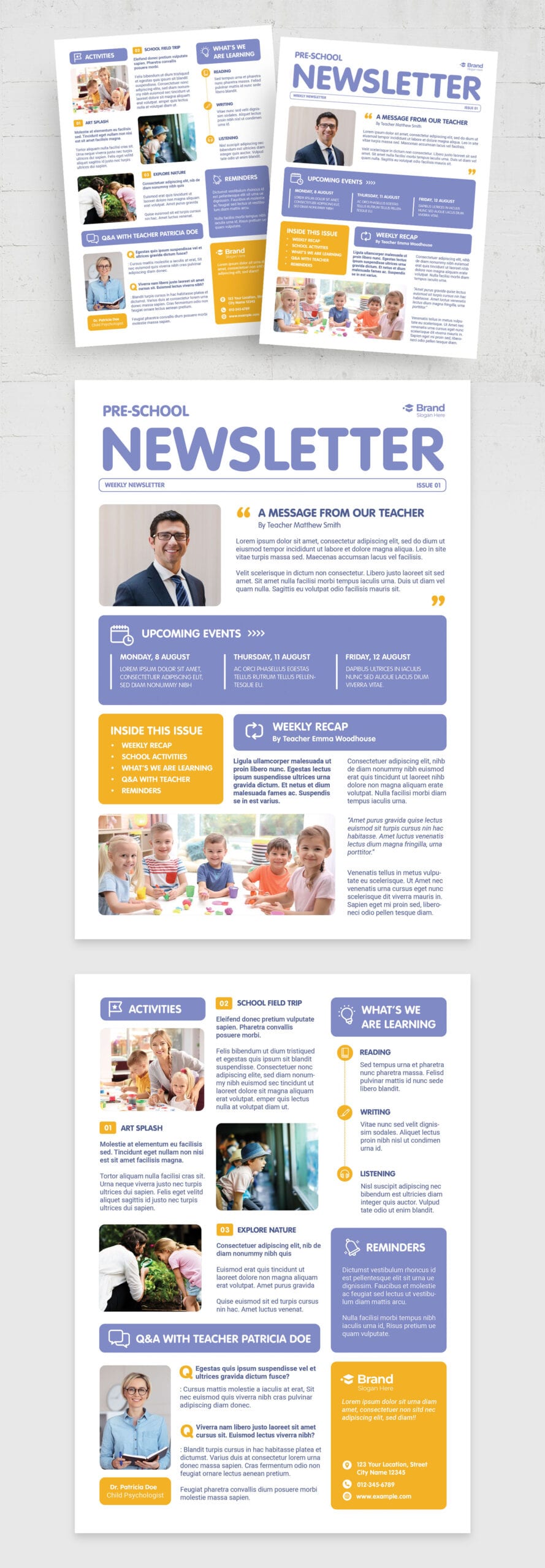 School Newsletter Template — full layout preview