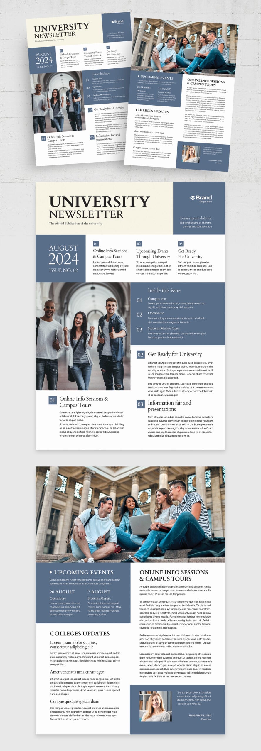 University Newsletter Template (Edition I) — full layout preview