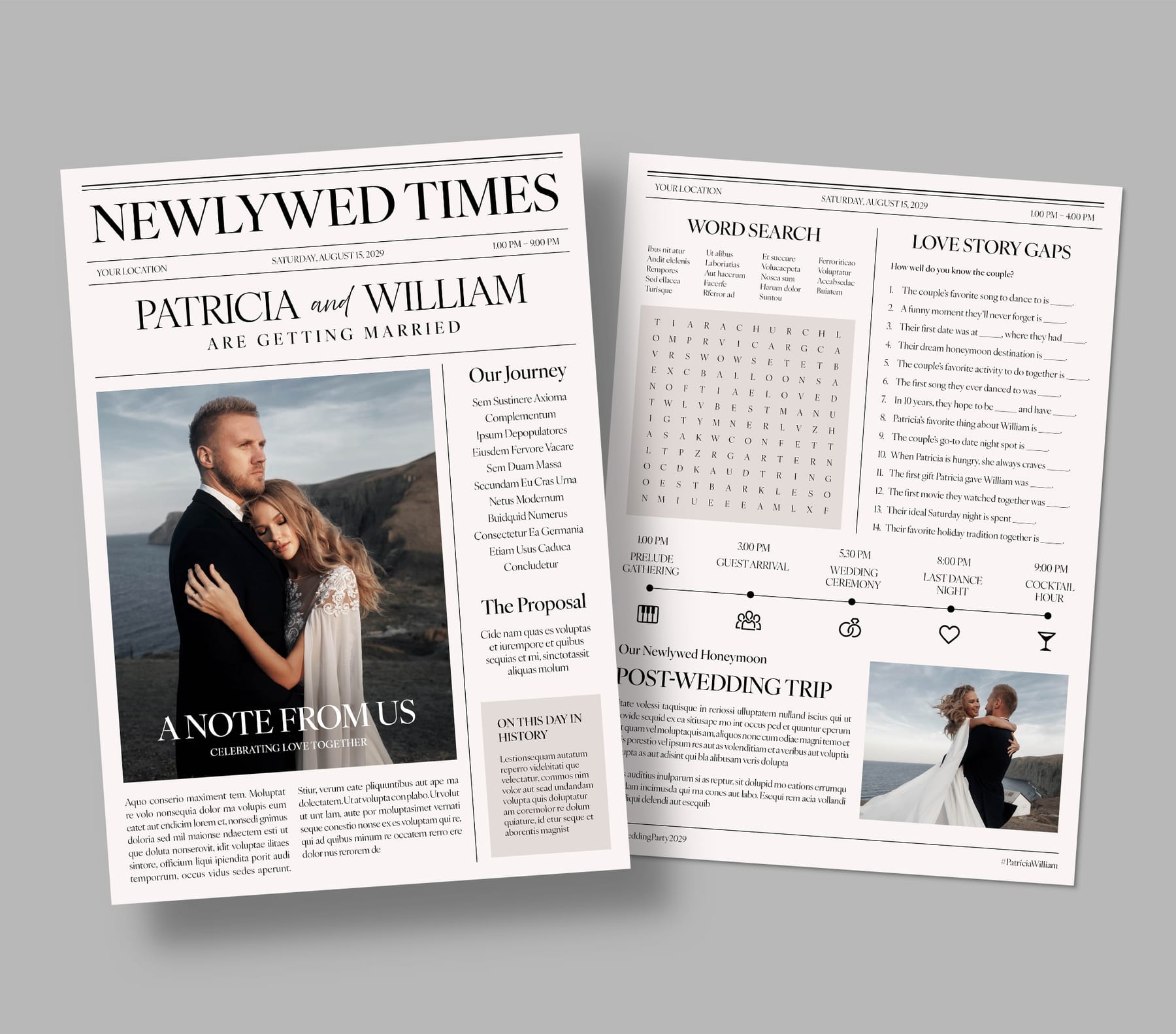 Wedding Newspaper Flyer Template — full layout preview