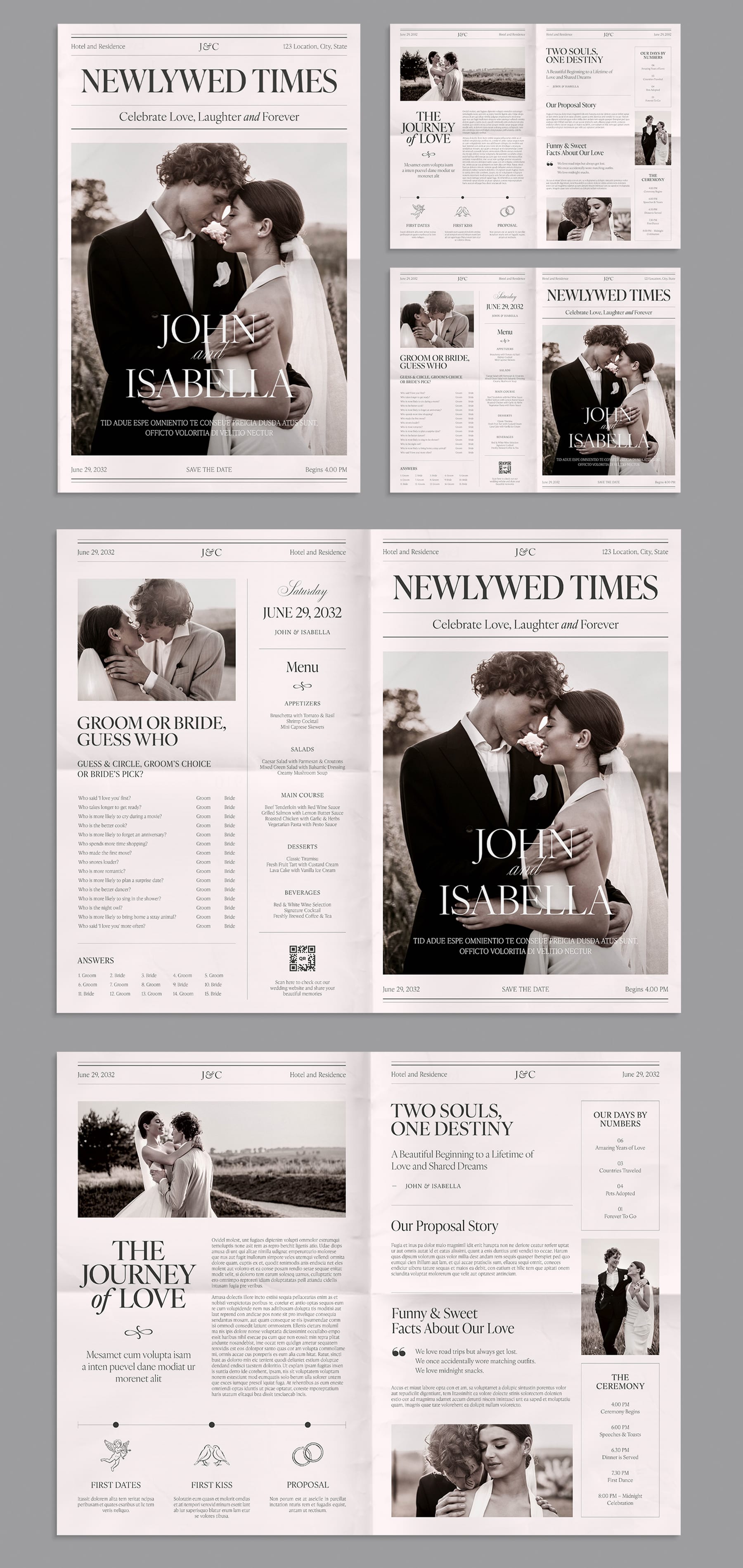 Wedding Newspaper Template (Edition III) — full layout preview