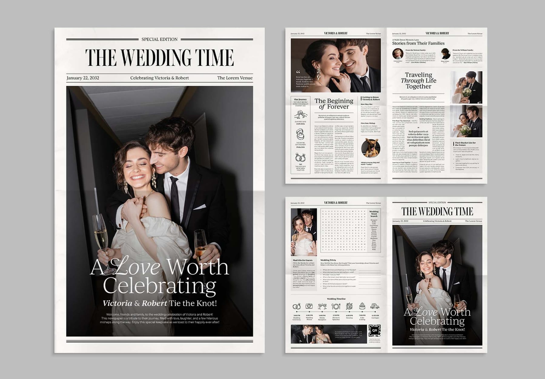 Wedding Newspaper Template (Edition I) — newspaper template preview